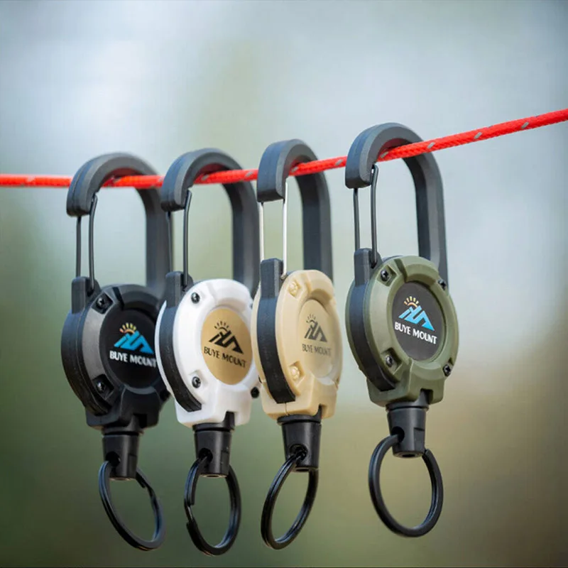 Outdoor Wire Rope Keychain Easy-to-pull Buckle Anti-lost Outdoor Mountaineering Lanyard Tactical Rebound Stretch