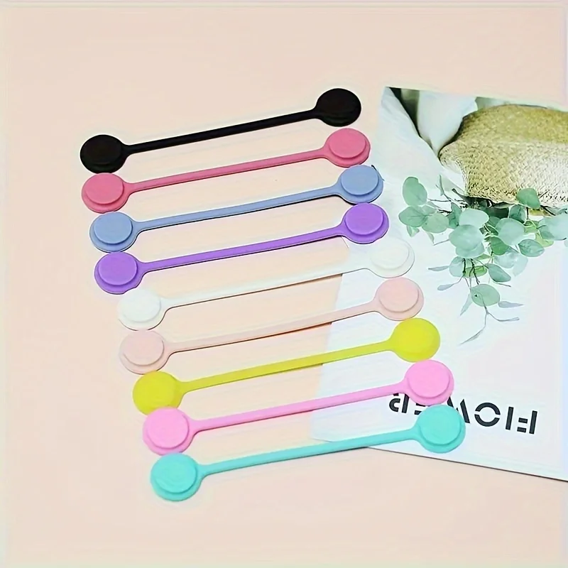 10pcs Color Magnetic Cable Ties, Reusable Cable Organizer, Suitable for USB, Headphones, and Keychains