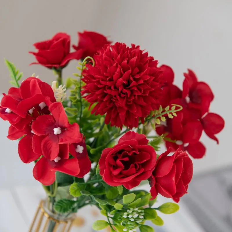 Künstliche Blumen Rose Chrysantheme Seidenstrauß für Hochzeit Outdoor Garten Torbogen Dekor Home Festival Girlande Zubehör – Detail 11
