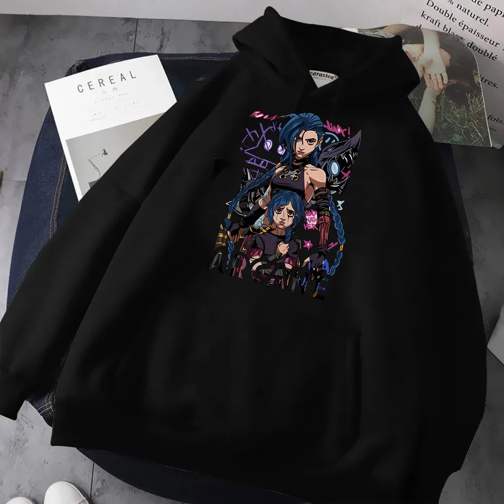 Jinx Arcane Hoodies Women Men Harajuku Clothing Hot Anime Pullovers Unisex Sweatshirt Fall Y2K Cartoon Streetwear