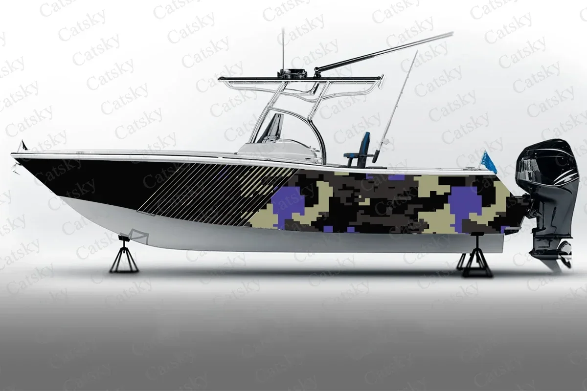 Camouflage Honeycomb Hexagon Conceal Unique Boat Sticker Vinyl Ship Pontoon Deck Boat Fishing Decorative Pontoon Boats Decal