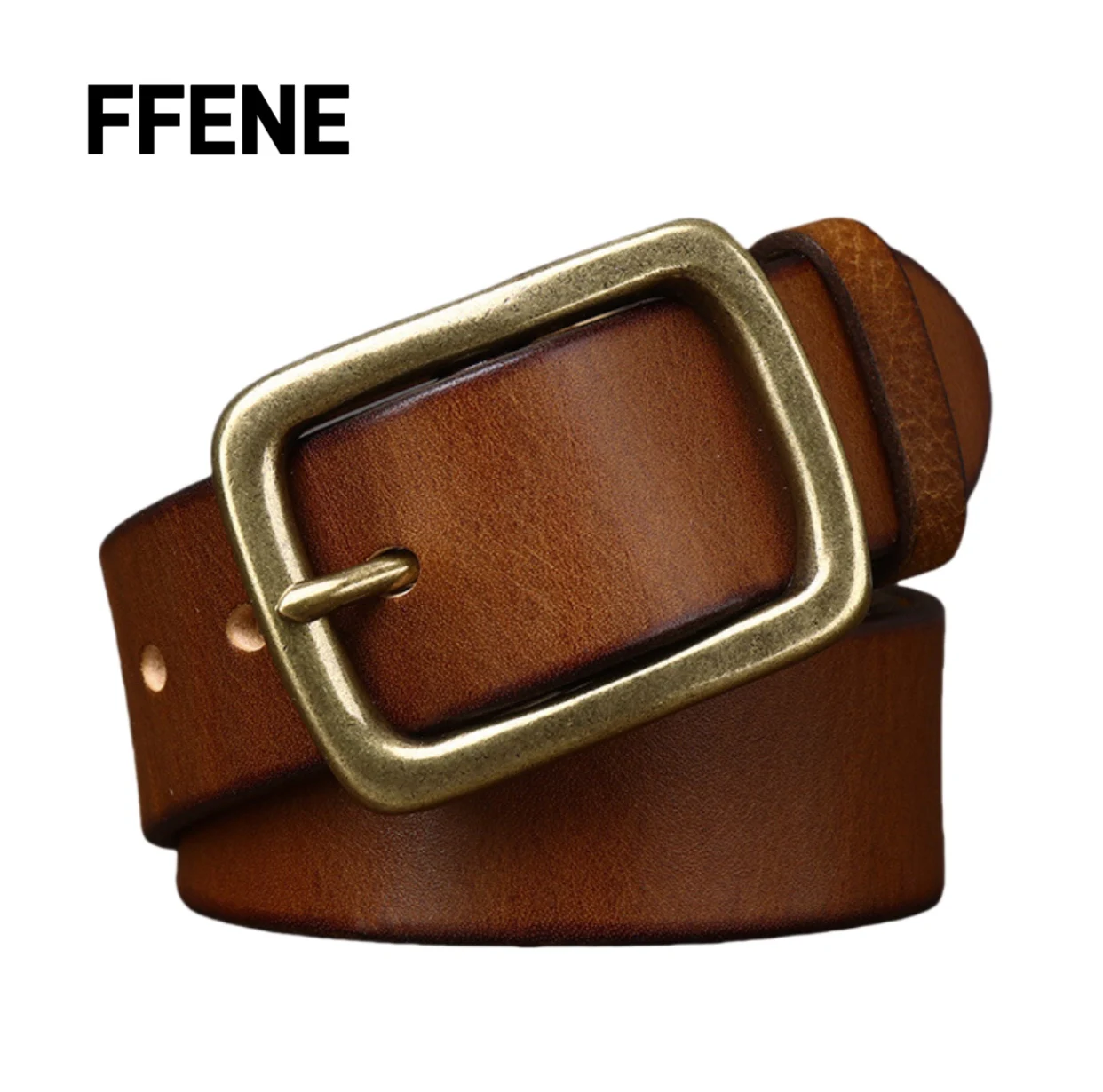 

European and American luxurious retro leather belt for men with copper buckle, youth belt, men's leather belt, casual, high-end