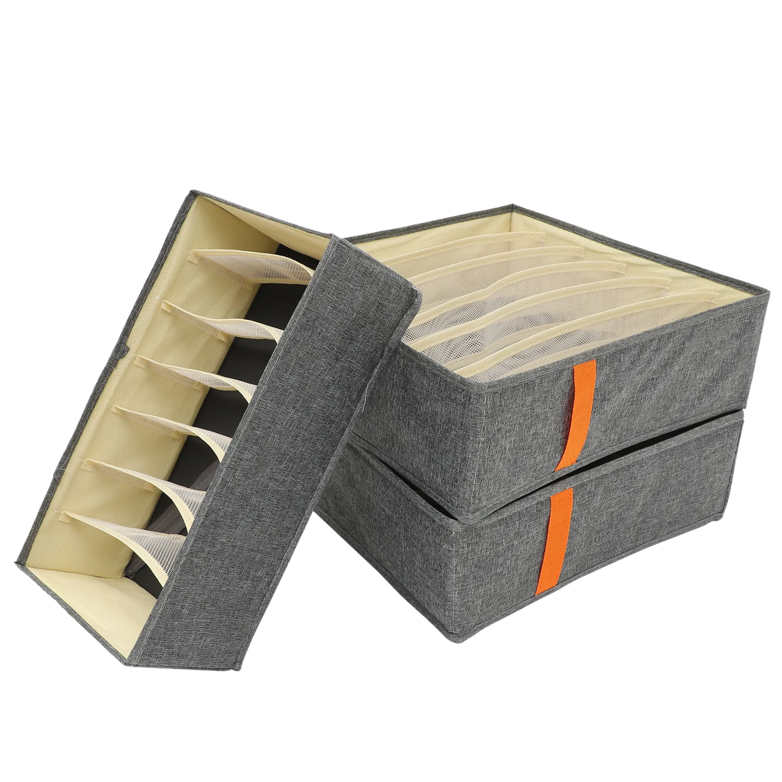 

3Pcs Underwear Drawer Organizer Sock Organizer Bin Easy Pull Out Handle Multiple Compartments Closet Organization