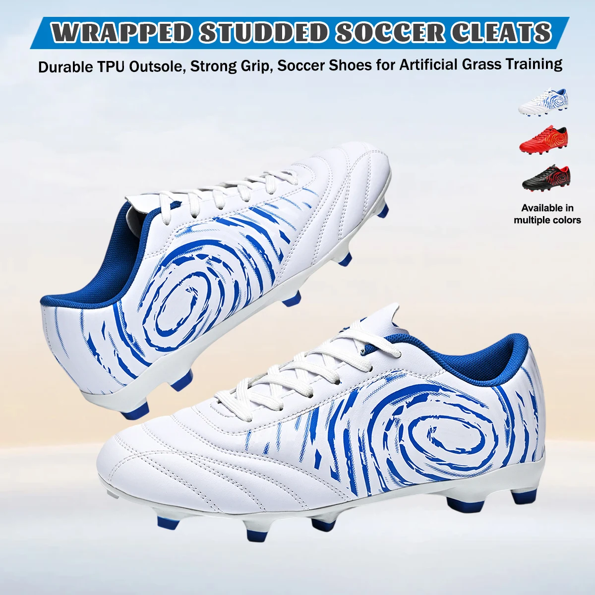 Unisex AG FG Soccer Shoes, Anti-break Mixed Stud Design, Soft Synthetic Leather, Suitable for Weekend Amateur Football Games