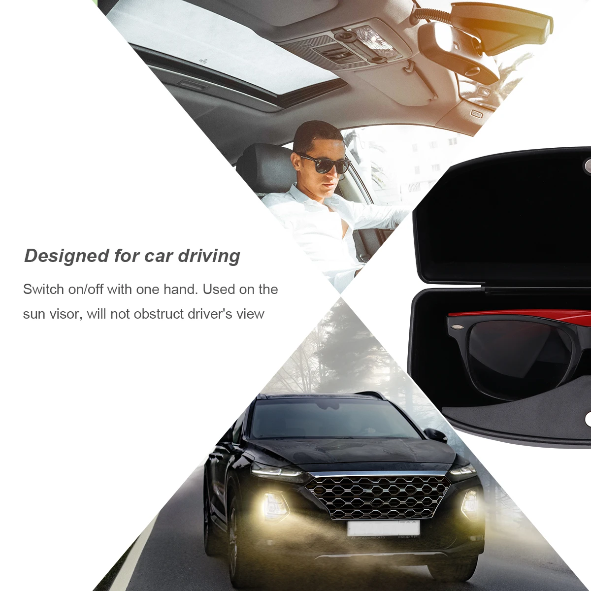 

Practical Long Lasting Car Eyeglasses Container Easy One Hand Operation Sunglasses Box