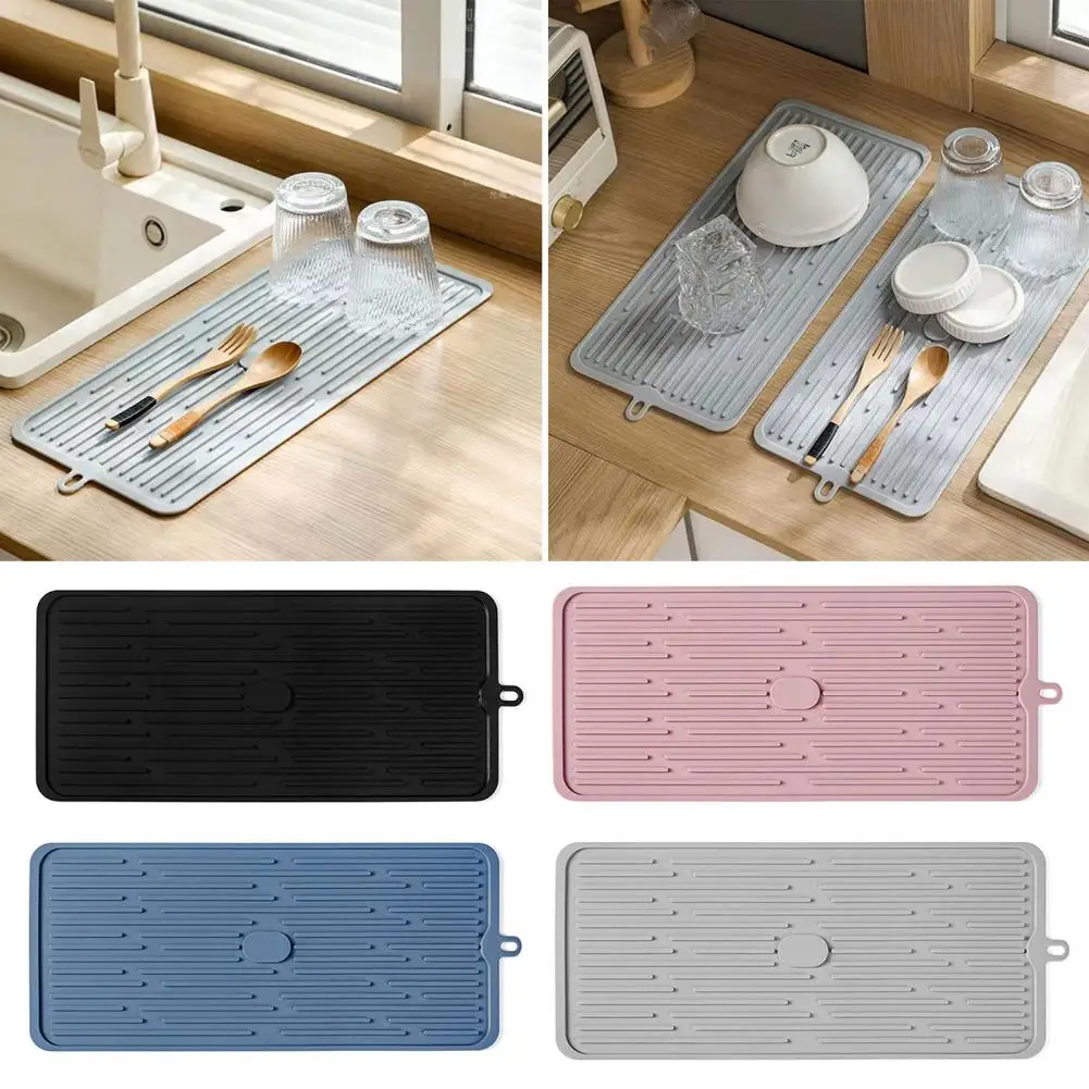 Drying Mat Durable Bright Color Drain Pad Tableware Drying Mat Faucet Drip Protection Pad Kitchen Gadget