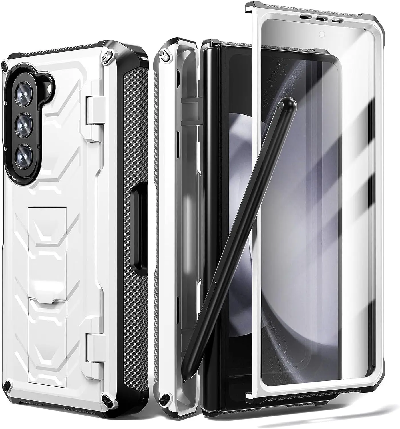 Armour Case for Samsung Galaxy Z Fold 5 with Hinge Protection, Full-Body Dual Layer Rugged Case with Built-in Screen Protector