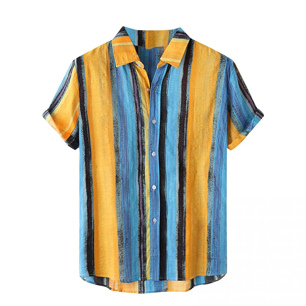 For Beach For Daily Button Down Blouse Holiday Beach Shirts Collared Neckline Polyester Fabric Regular Length Retro Style