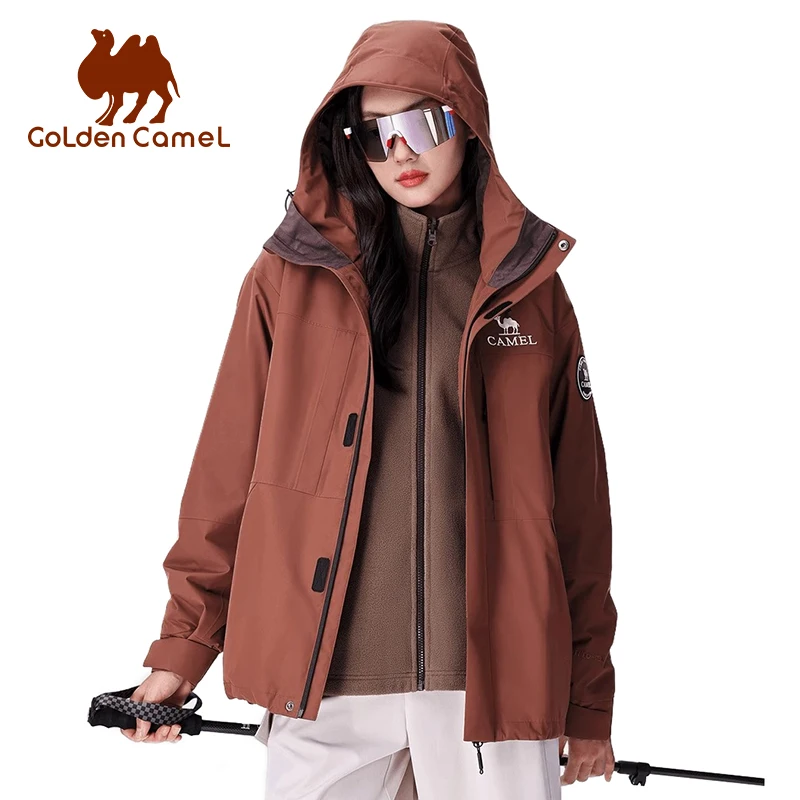 GOLDEN CAMEL Hiking Jackets Men Women Three-in-One Fleece Jacket for Women Waterproof Warm 2024 Winter Mountaineering Coats