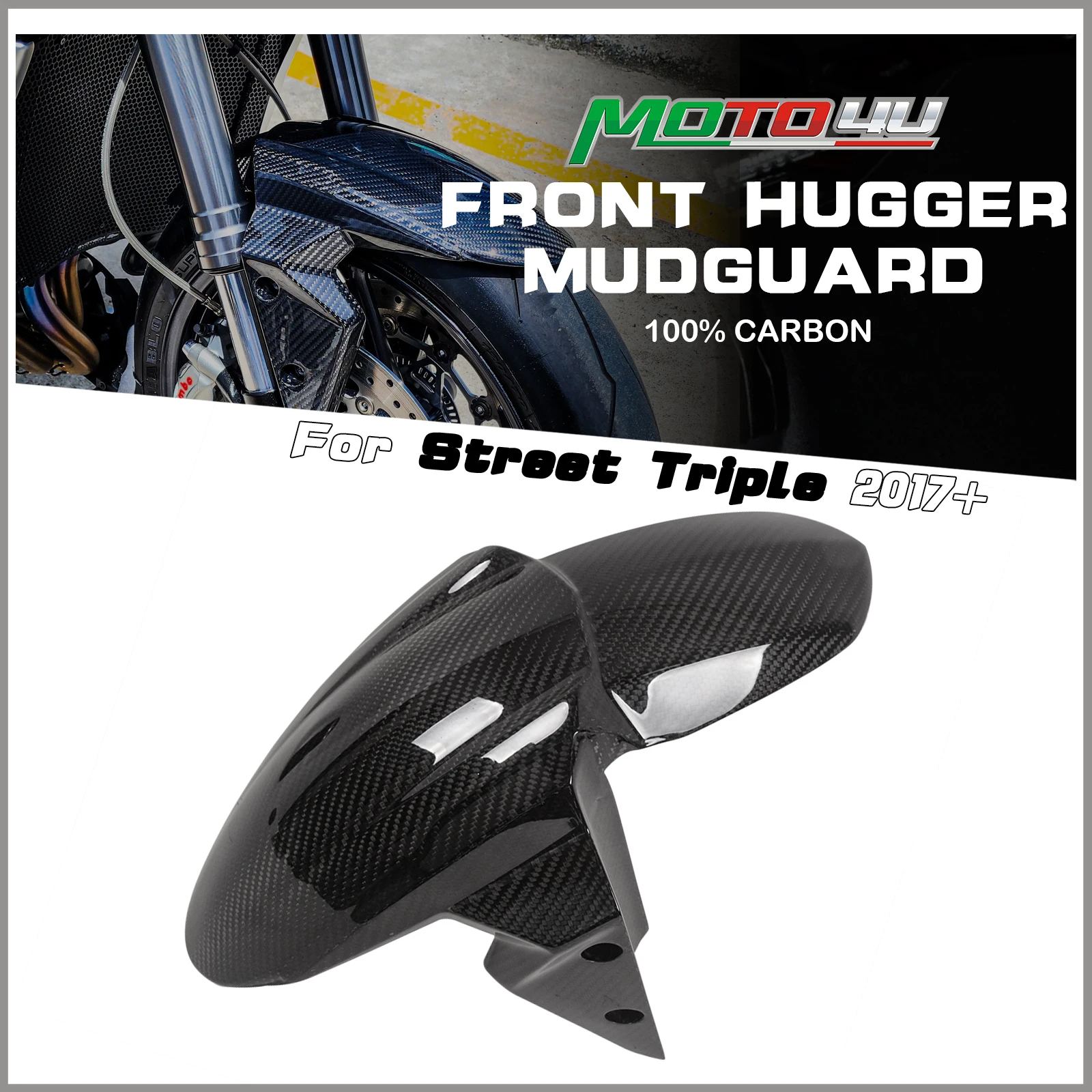 

For Triumph Street Triple 2017+ 2017 2018 2019 100% Carbon Fiber Motorcycle Front Hugger Mudguard Fender