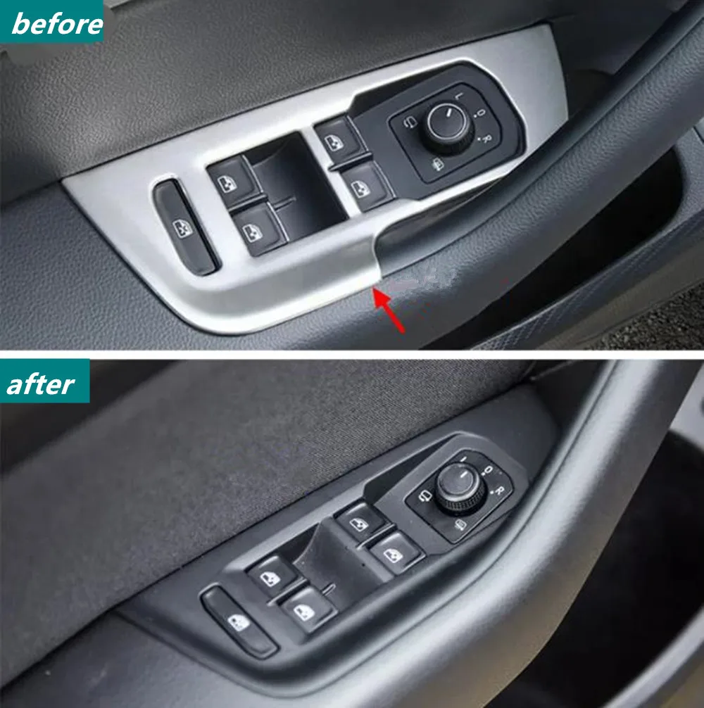 Stainless Steel Car Inner Door Window Switch Lift Panel Adjust Stickers Cover Trim For VW Volkswagen  Arteon 2018-24 Accessories