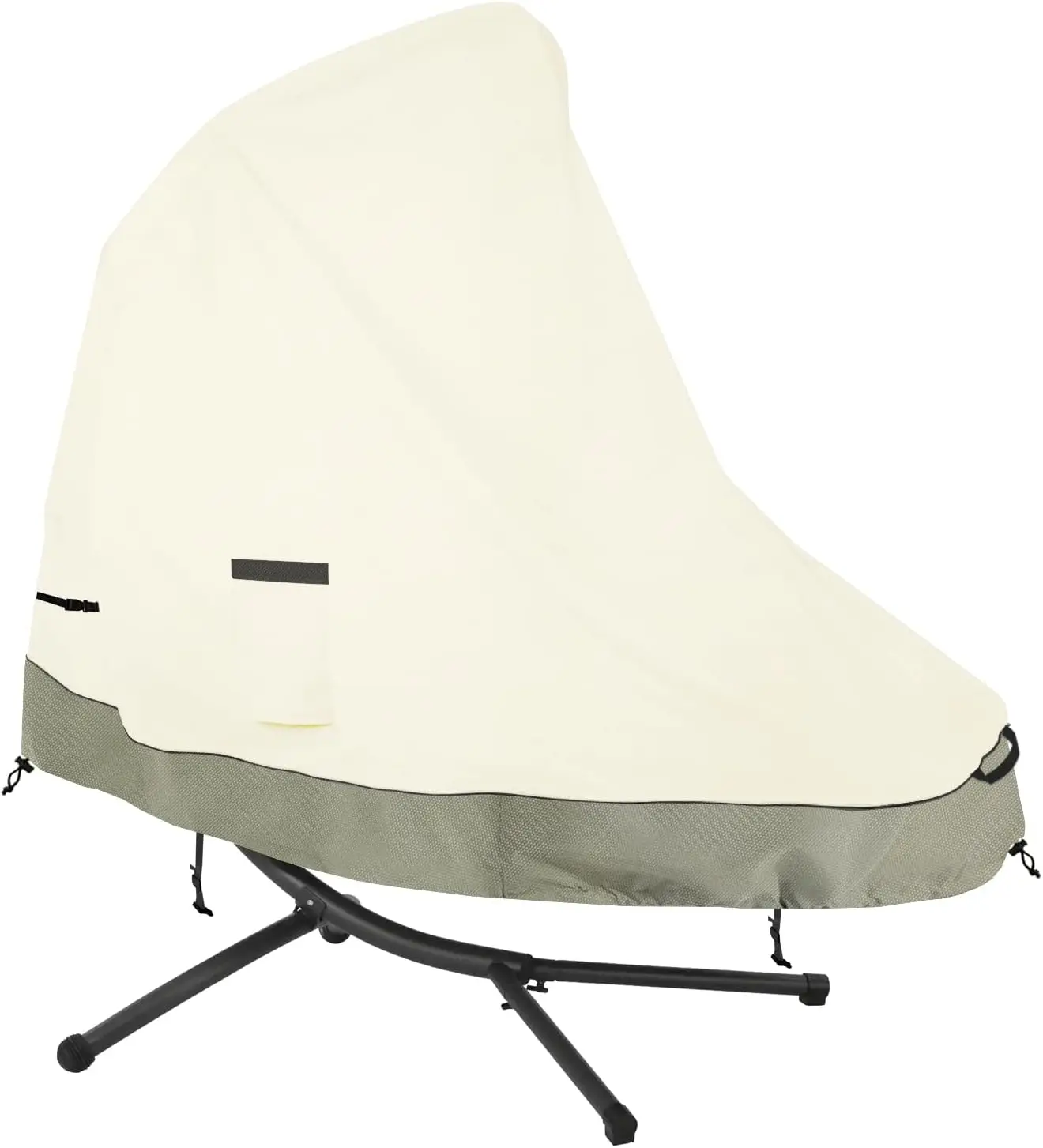 

73 Inch Patio Hanging Chaise Lounge Cover - Heavy Duty Waterproof 600D Canvas Curved Steel Hammock Chair Swing Cover