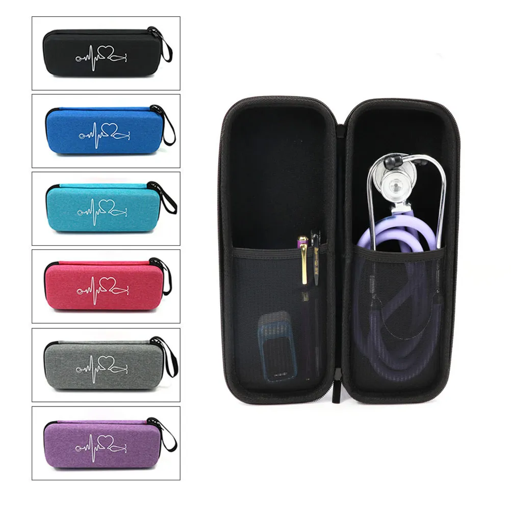 1Pcs Premium Eva Stethoscope Case Compact Lightweight Protective Box with Zipper Closure Built-in Accessory Pouch for