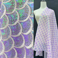 Purple Sparkly Fish Scale Fabric for Stage Outfits and Performance Wear Bridal Dresses By The Yard