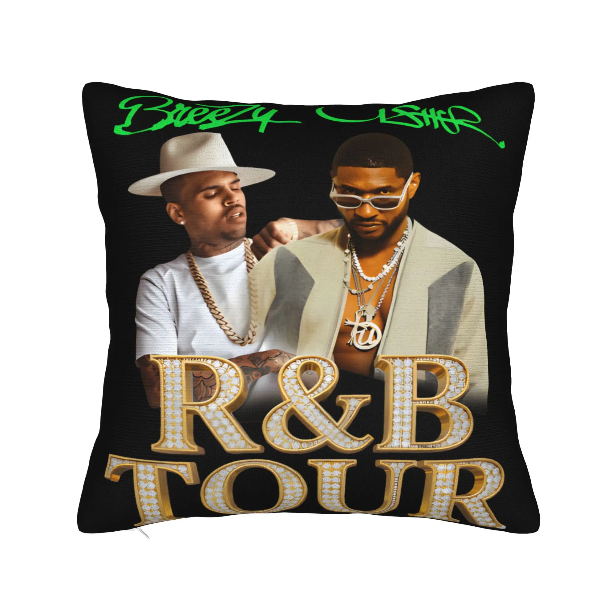 Chris Brown Usher R&B Tour 2026 Pillowcases Accessories Printed Cushion Cover Decoration Throw Pillow Case Cover Home Multi-Size