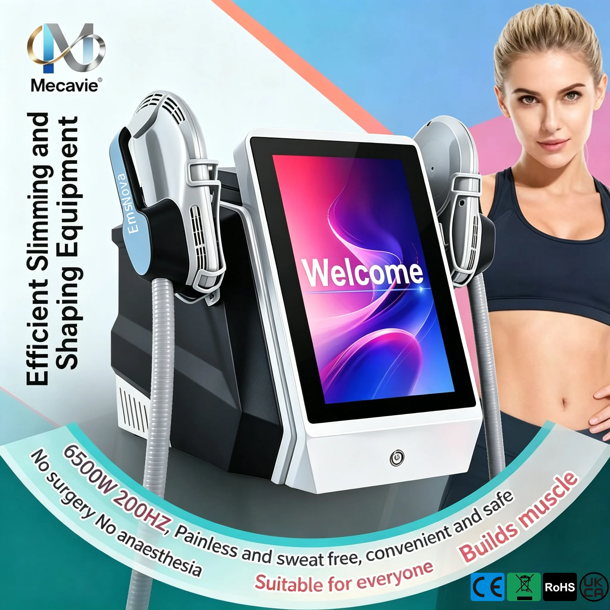 New Generation 6500W 200HZ EMS RF Fat Reduction Device Dual Handle Full Body Sculpting Skin Lifting Beauty Equipment