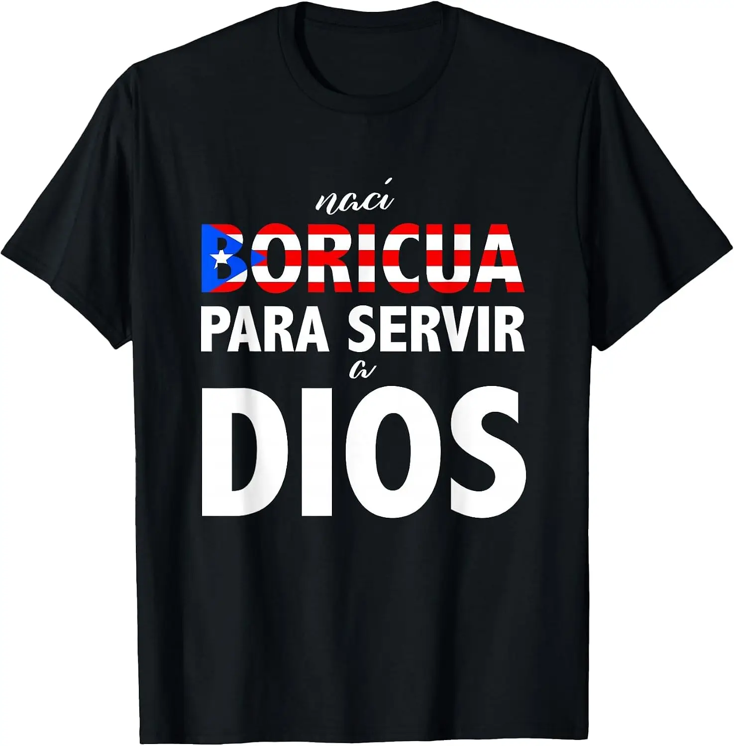 Rican Flag Frases Religiosas Bandera Puerto Rico T-Shirt Men Casual Graphic Print T‑Shirt Crew Neck Short Sleeve Vintage Street Style Soft Fabric Daily Wear Tops. Holiday Festive, Party Wear, Theme Print Tee.