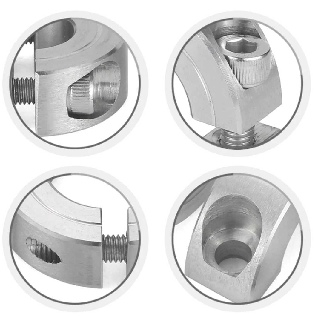 Immagine 6: 1 pz Collare per albero in acciaio inossidabile a giunto diviso con cuscinetto a manicotto fisso e vite di serraggio, diametro interno 6-60mm, disponibile