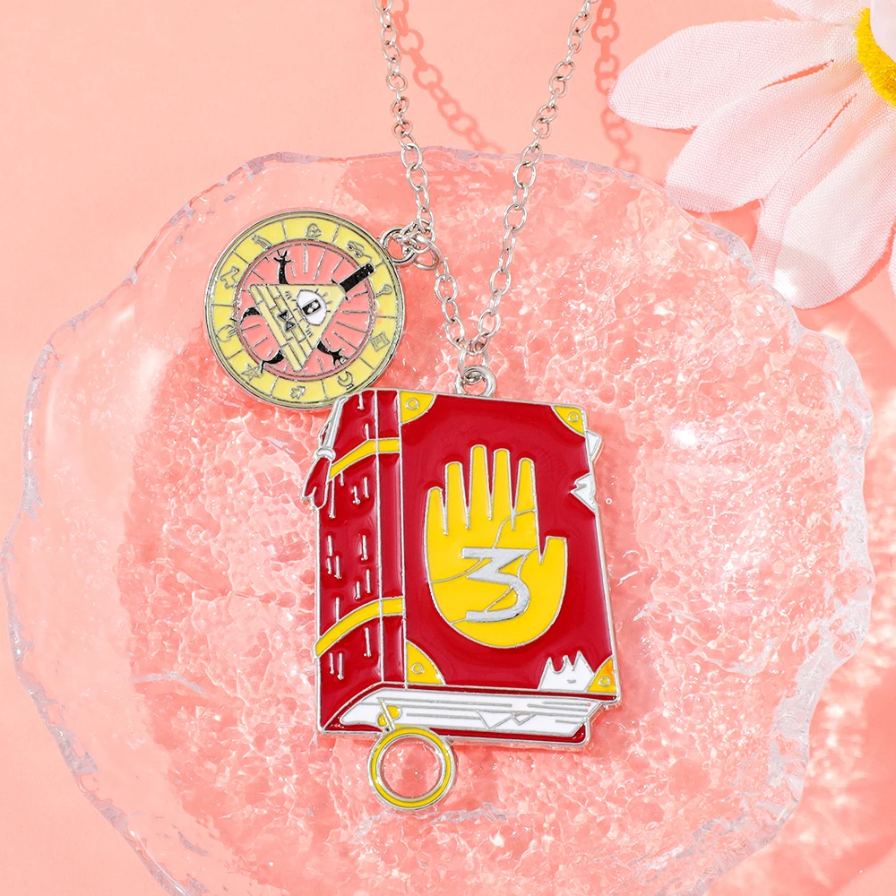 

Gravity Falls Bill Cipher Book Necklace - Journal 3 Charm Pendant, Mystery Shack Toys for Fans