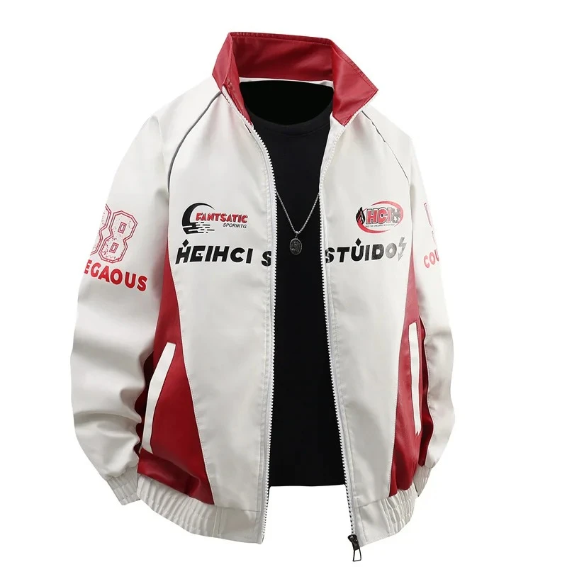 ハイストリートオートバイレザージャケット男性秋冬バイカーレーシングジャケット-f1-ジャケット-pu-レザーシェルジャケットトラックストリートコート