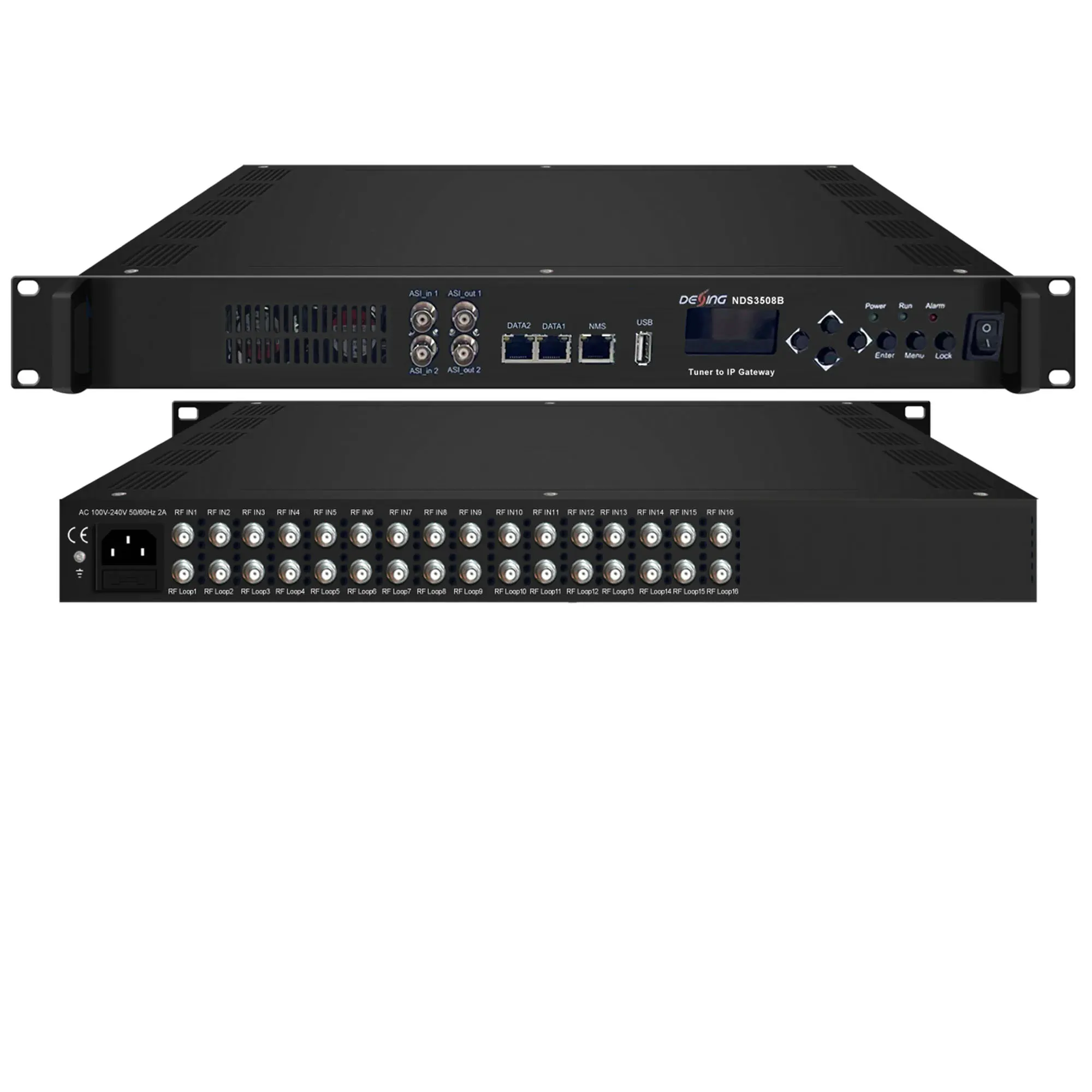 16 Tuner to IP Gateway, DVB-S2 S2X DVB-T2 ISDBT DVB-C ATSC Receiver RF to IP ASI IRD Front-end Equipment for Digital TV Systems