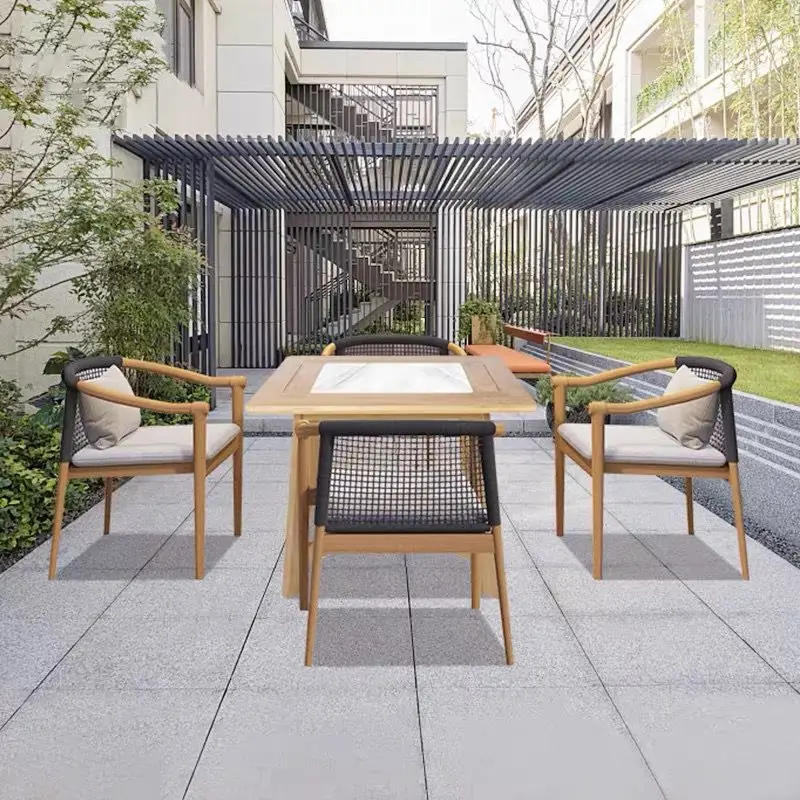 Outdoor tables and chairs solid wood courtyard garden simple leisure furniture greenhouse open-air dining room chair dining tabl