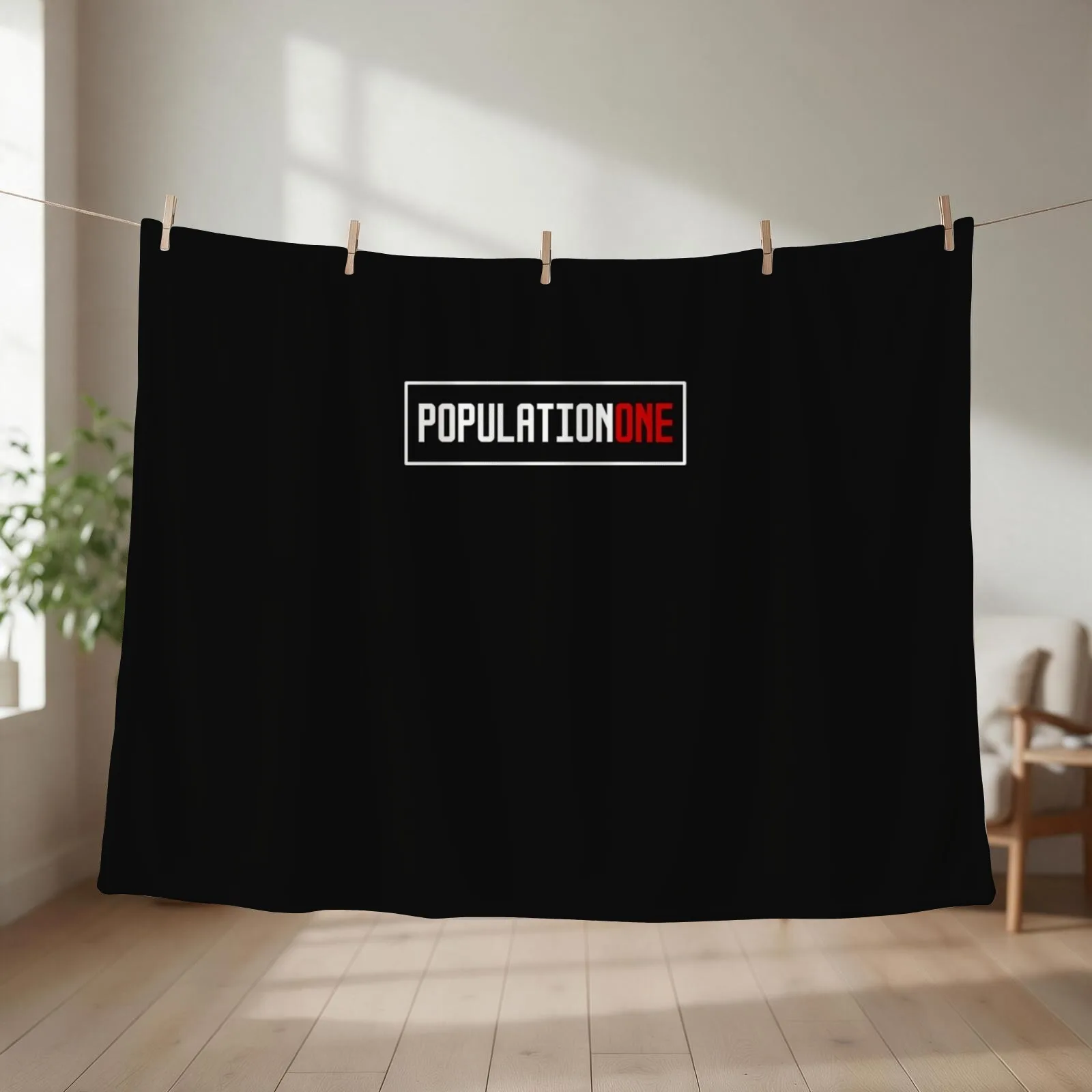 Population one logo Classic T-Shirt Throw Blanket couch cozy soft plush fuzzy picnic outdoor blanket