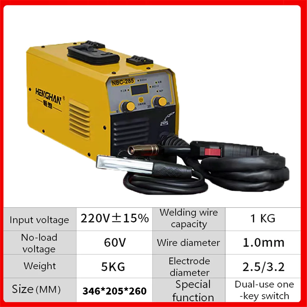 3500W 285A 50CM/MIN Semi-automatic Gasless MIG Welder Arc Welding Machine 2 In 1 Wire Feed Welding DC Inverter Welding Machine