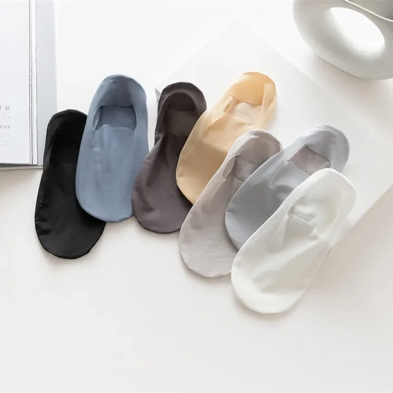 Summer Ultra-thin Breathable Sock Slippers Silicone Non-slip Invisible No Show Socks Men Male Solid Color Ice Silk Low Cut Socks