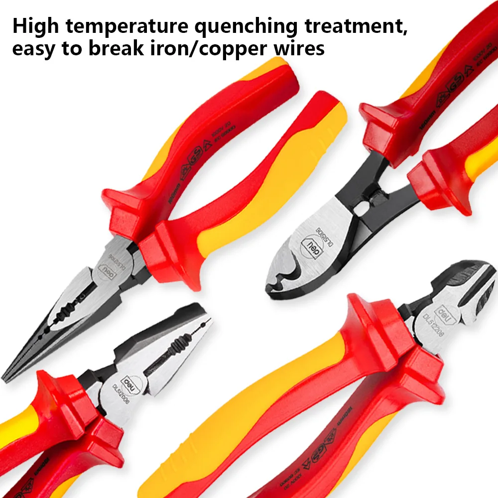 Deli  6 Inches Wire Pliers Sharp Large Opening Stripping Pliers Industrial Grade Labor-saving Household Electrician Pliers