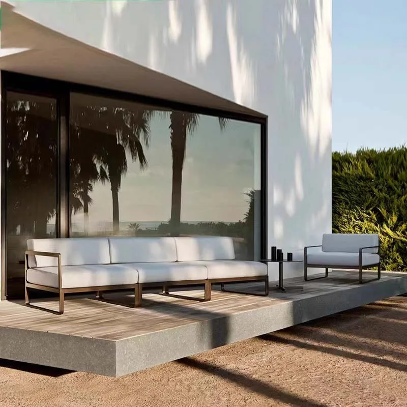 #Outdoor Leisure Sofa Creative Designer Hotel Villa Garden Exposed Aluminum Alloy Courtyard Rain and Sun Furniture
