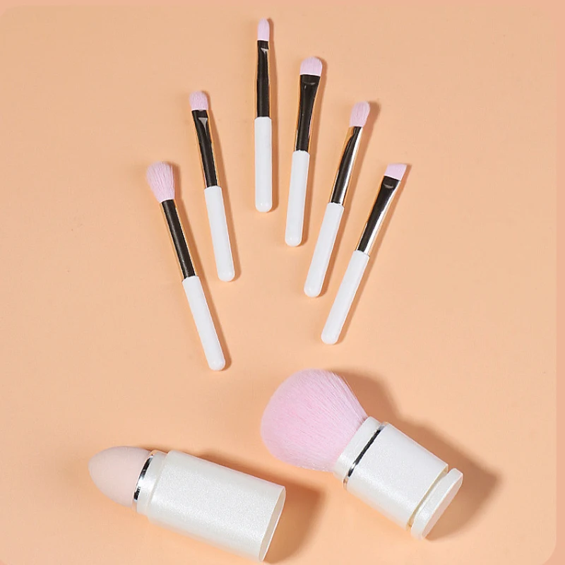 แปรงแต่งหน้าแบบยืดหดได้ 8 ชิ้น ขนแปรงนุ่มฟู สำหรับรองพื้น บลัชออน แป้ง อายแชโดว์ เครื่องมือแต่งหน้า
