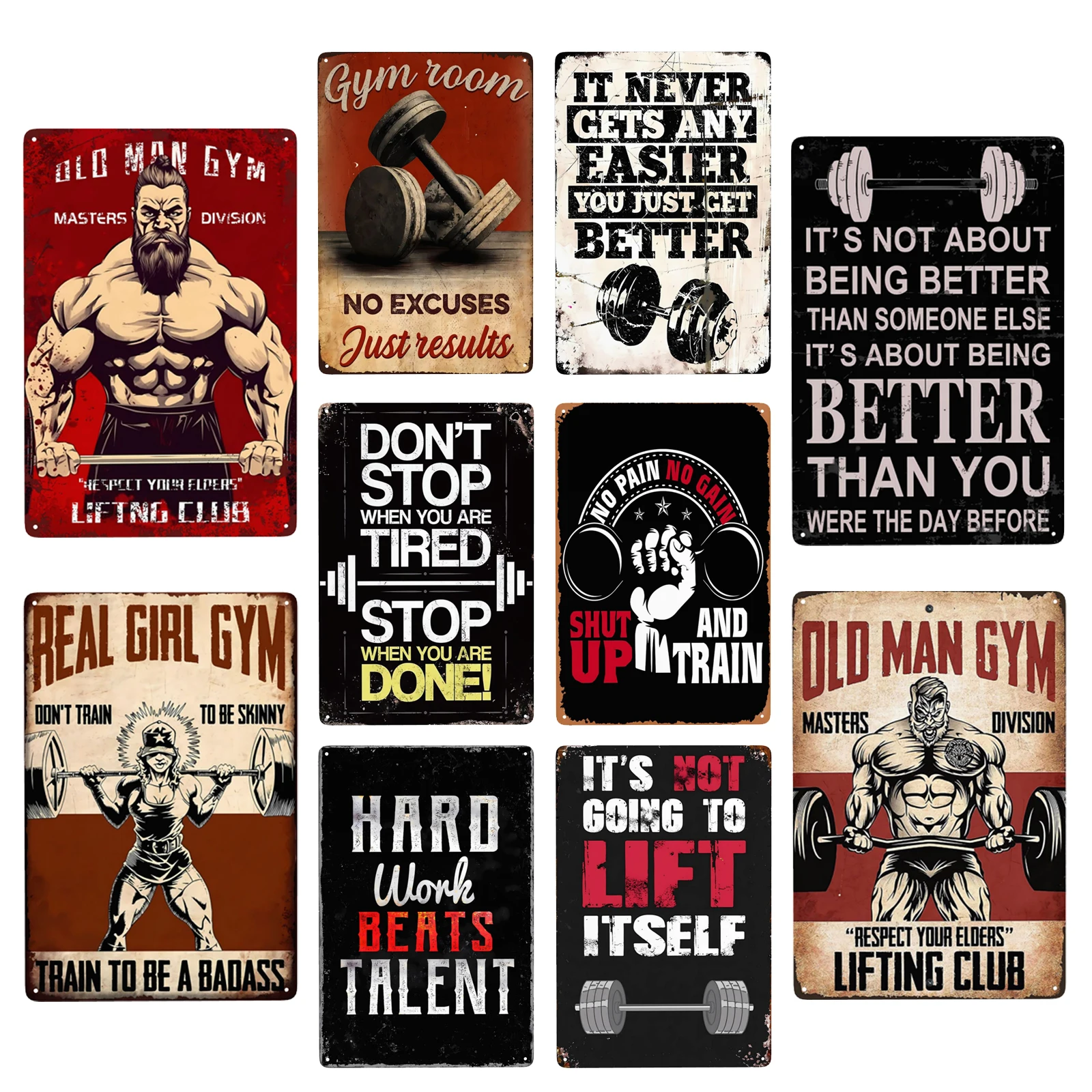 1 unidad, cartel de Metal para gimnasio de anciano, cartel Retro de chica Real para gimnasio, decoración de pared Vintage, placa de Metal para cafetería, Bar, Pub, cerveza casera, 8x12 I