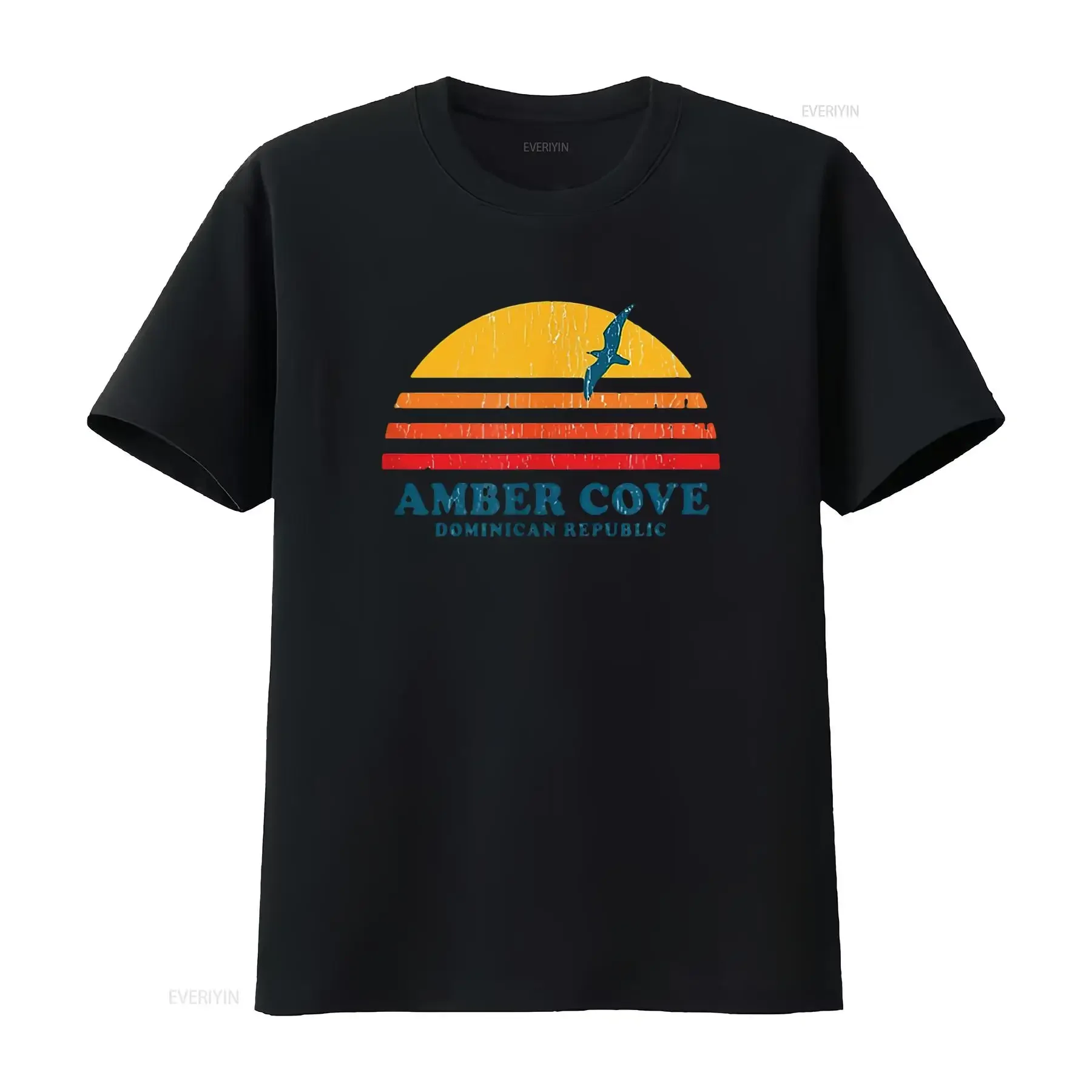 Womens Amber Cove Dominican Republic T Shirt Vintage 70S vintage Washed fashion homme Stretched graphic streetwear Slightly