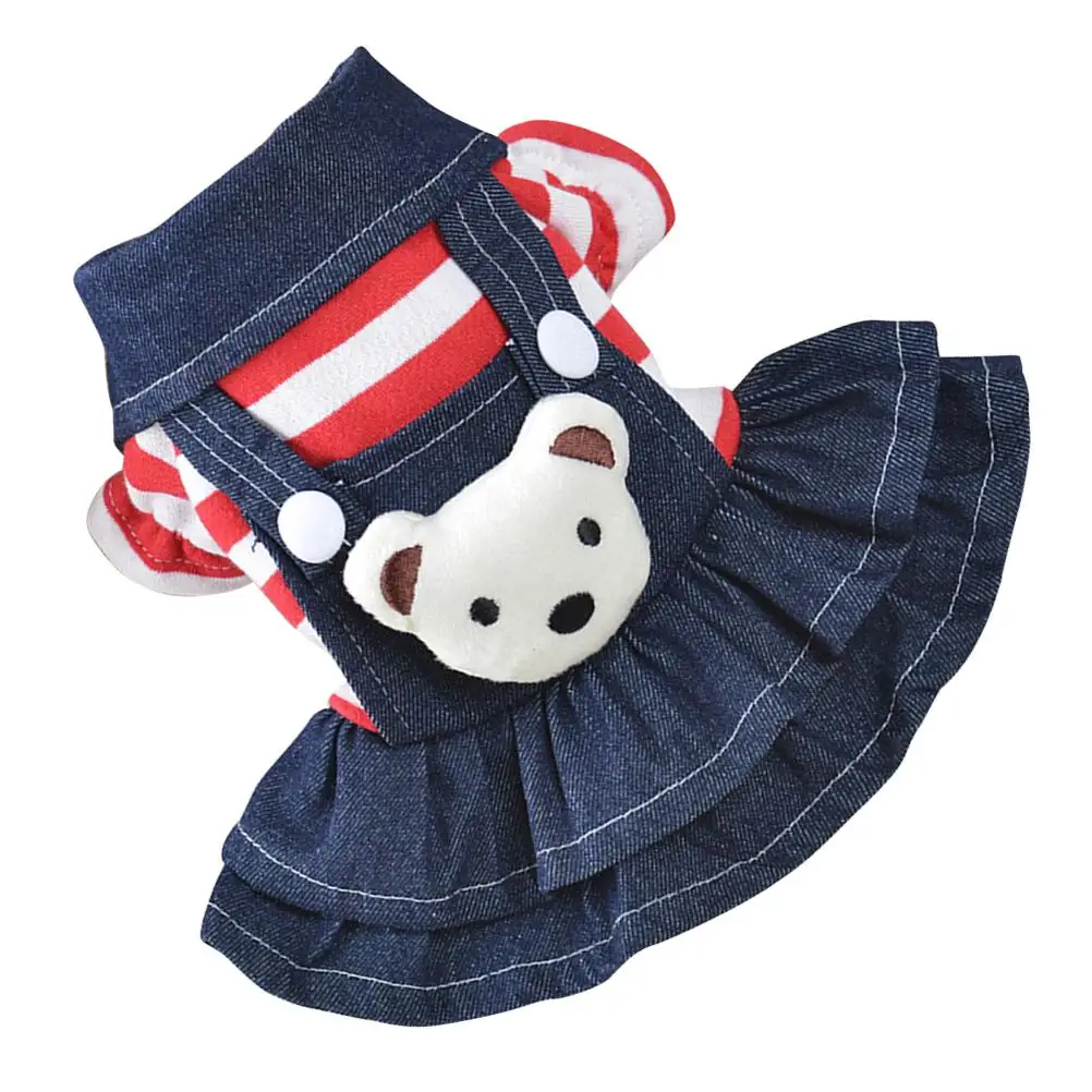 

Pet Red Striped Bear Skirt for Small Dog Clothes Soft Material Comfortable Warm Everyday Walk Outdoor Sport Home Travel