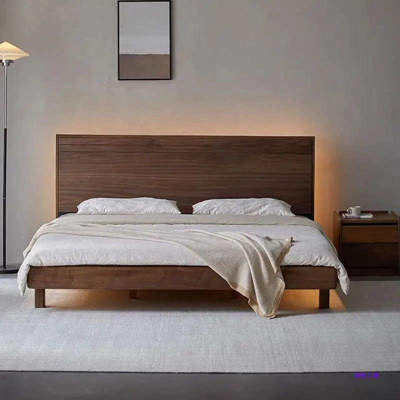 

North American Black Walnut Full Solid Wood Double Bed Modern Simplicity