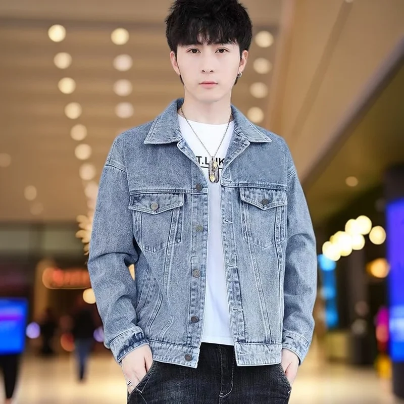 High-end Denim Clothes High-grade Middle-aged Spring Autumn Black and Gray Black Denim Men Cowboy Designer Jean Jacket Men