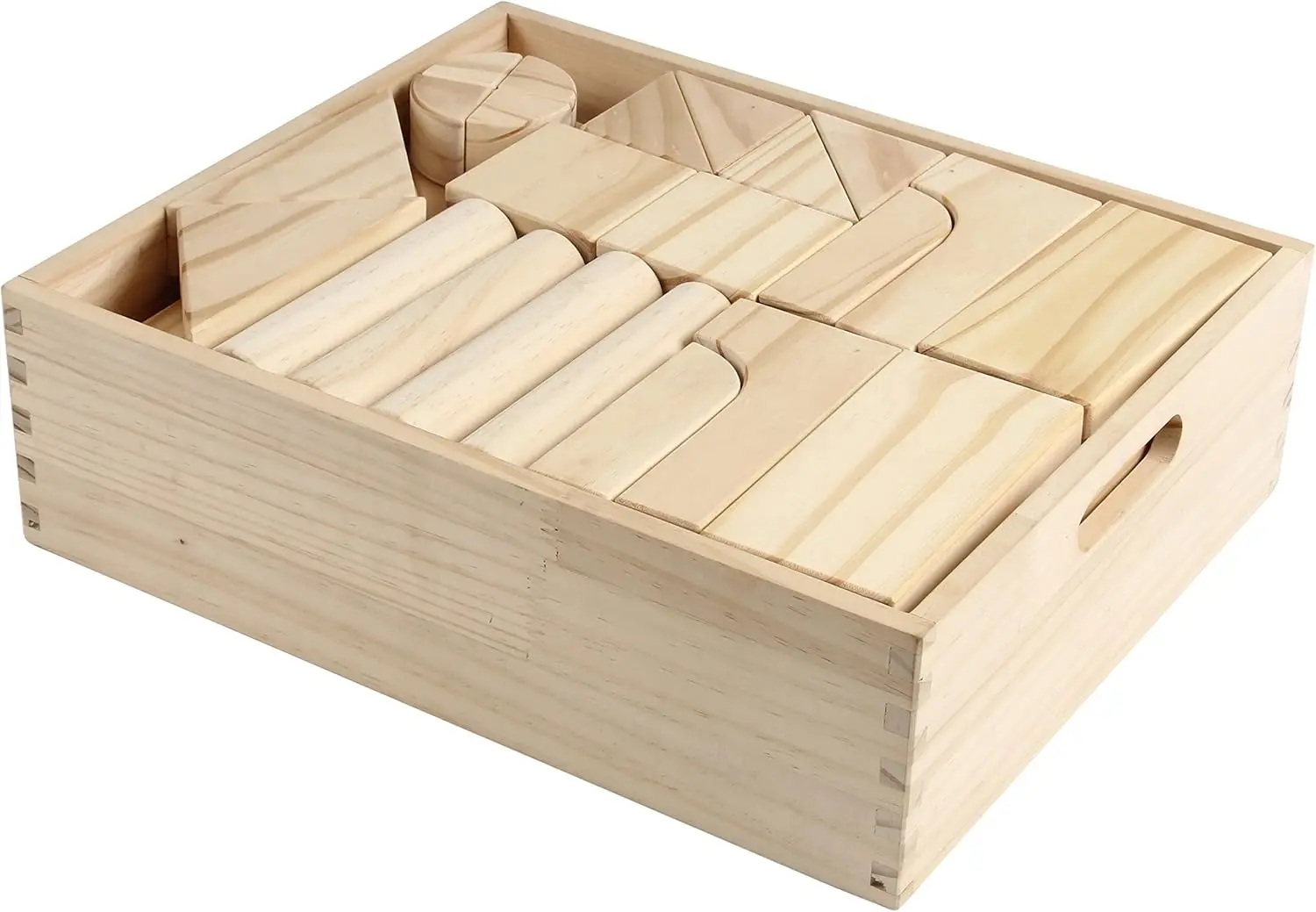 Standard-Bausteine für Kleinkinder mit Ablagefach (64 Stück), geschliffene Holzklötze für Kinder, Original STEAM und STEM