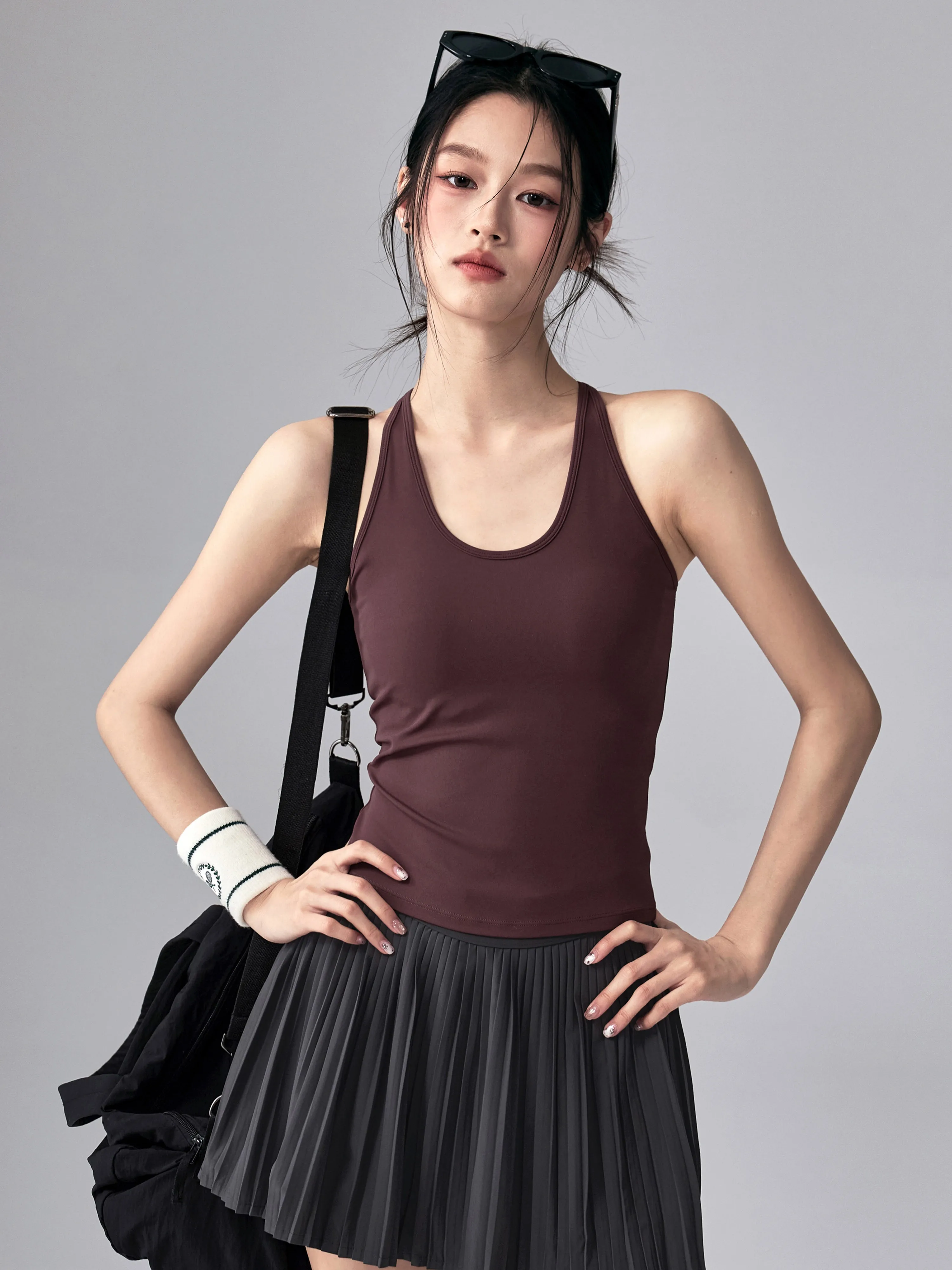 

Women's Yoga Vest Top with Chest Pad Elastic Slimming Running Training Fitness Pilates Sporty Style Comfortable Breathable Nylon