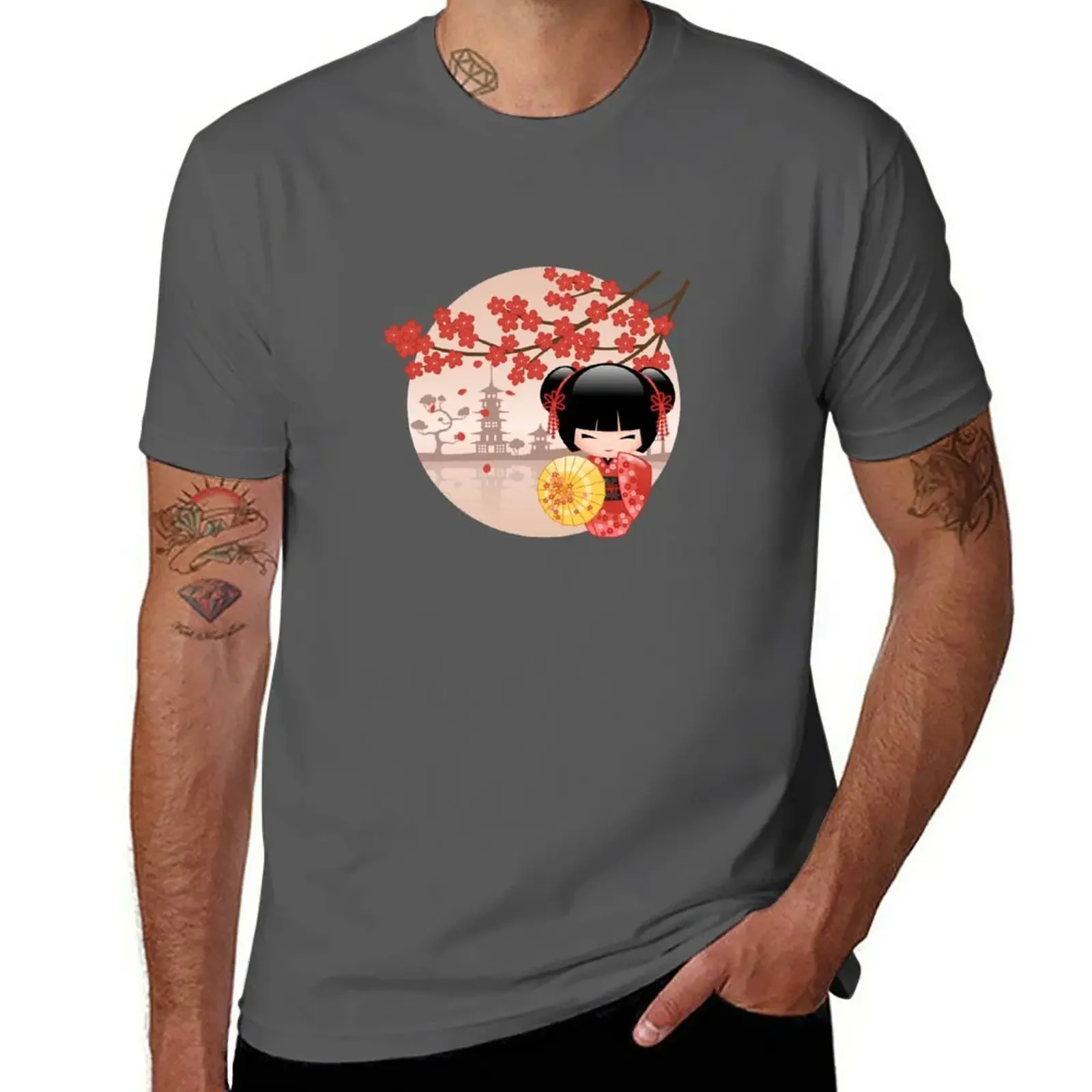 

New Japanese Red Sakura Kokeshi Doll V2 T-Shirt cute clothes anime clothes Anime t-shirt T-shirt for a boy t shirt for men