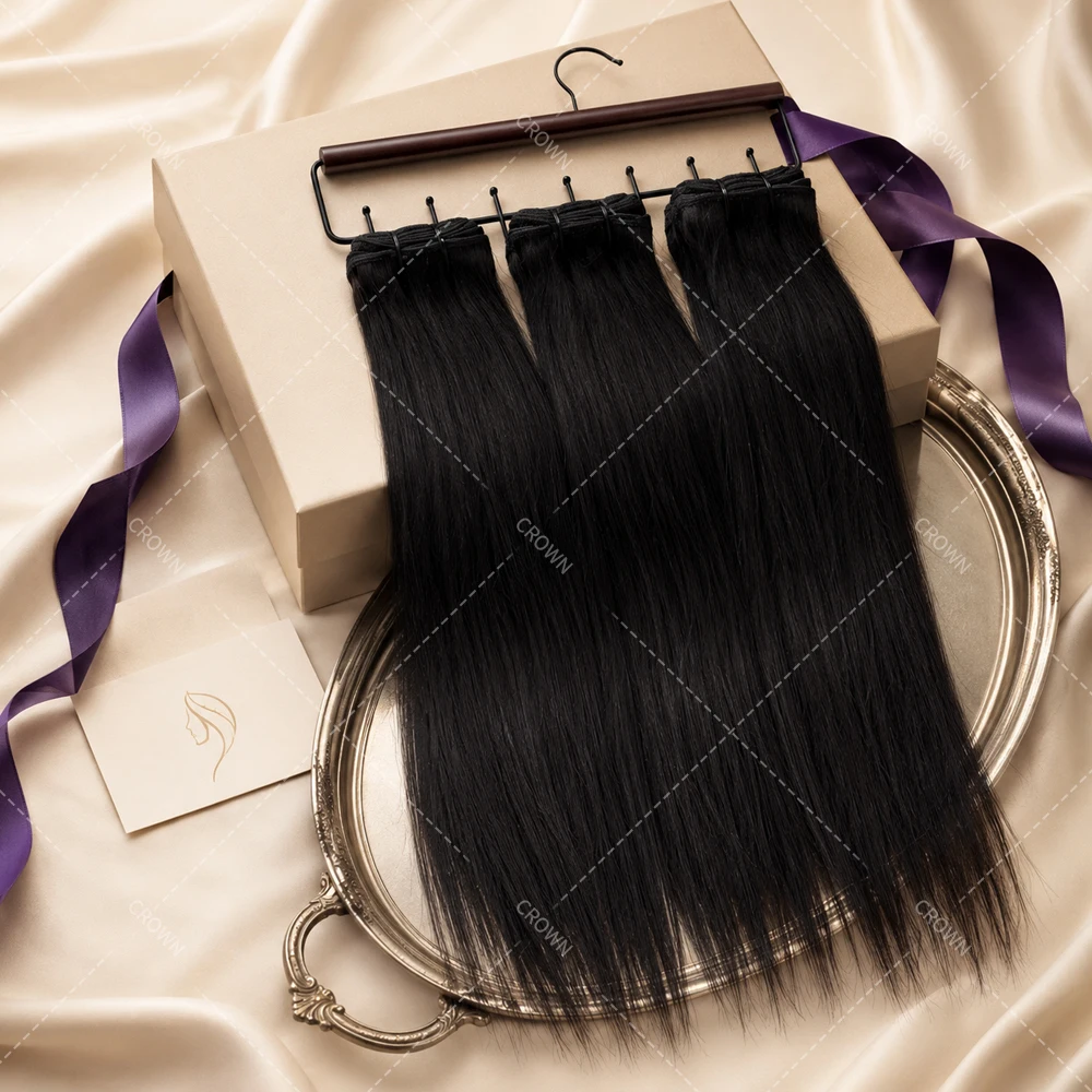 extensions-de-cheveux-humains-lisses-couleur-naturelle-16a-trame-plate-premium-style-queue-de-cheval-a-coudre-pose-rapide-sans-nœuds-pointes-epaisses