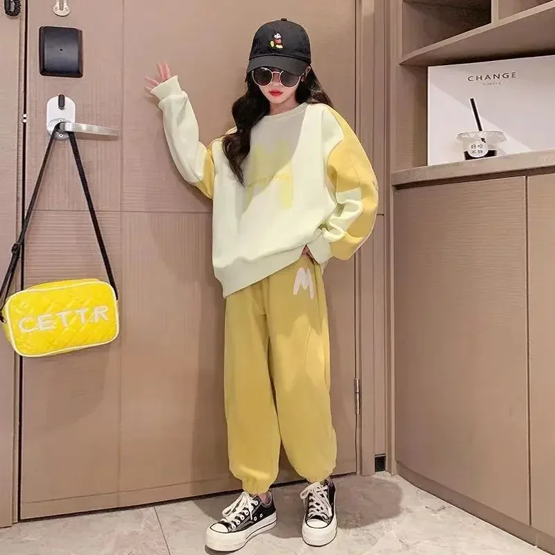 بدلة رياضية ربيعية جديدة للفتيات لعام 2023 طقم مكون من قطعتين على الطراز الكوري غير رسمي للأطفال 6 8 10 12 14 سنة ملابس للشباب المراهقات #4