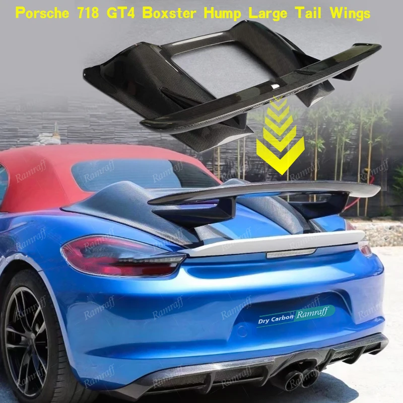 

Для Porsche 718 GT4 Boxster Hump Style сухое углеродное волокно большие задние крылья Cayman981 комплект багажника задний спойлер внешние аксессуары