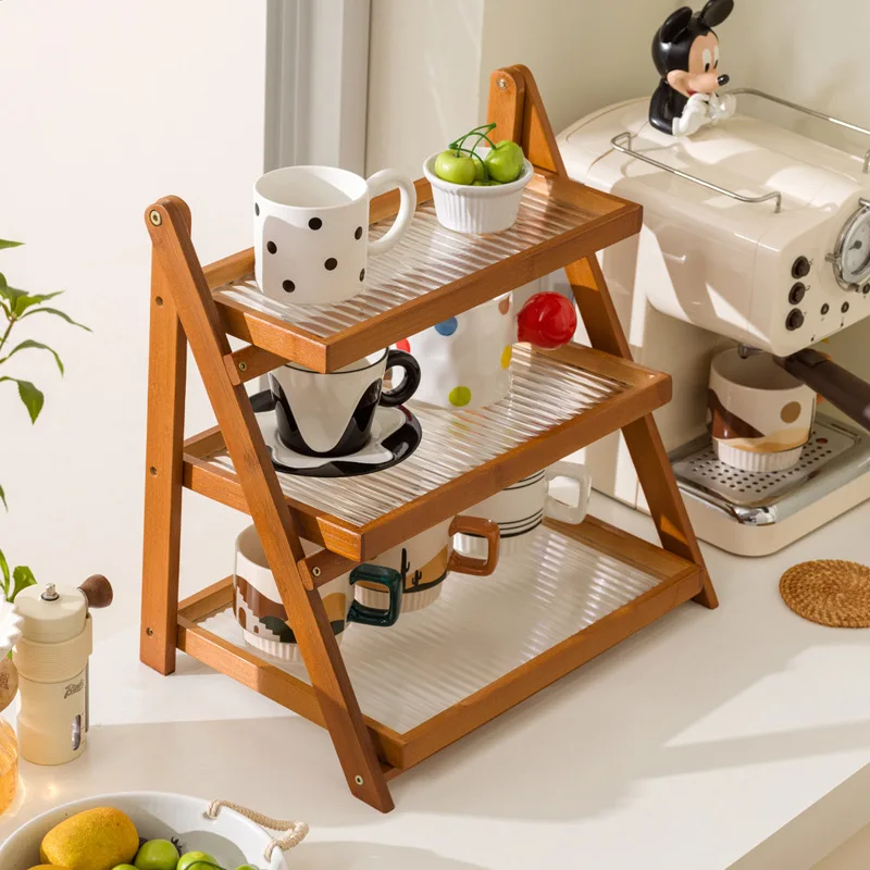 

Durable Foldable Shelf Desktop Small Hand-brewed Coffee Corner Arranger Bar Table Coffee Cup Storage Display Rack