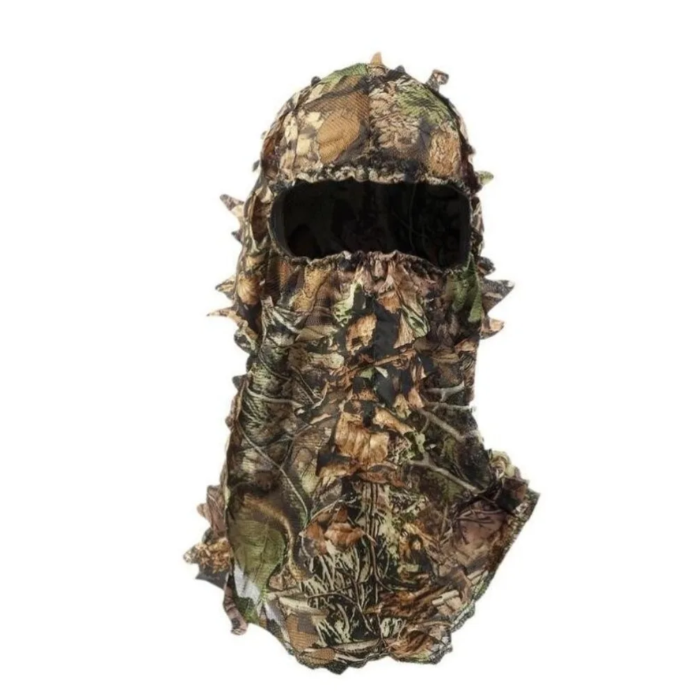 Realistic Pattern Leafy Face Mask Maple Leafy Breathable Mesh Hat Lightweight 3D Full Face Hunting Headgear Fishing