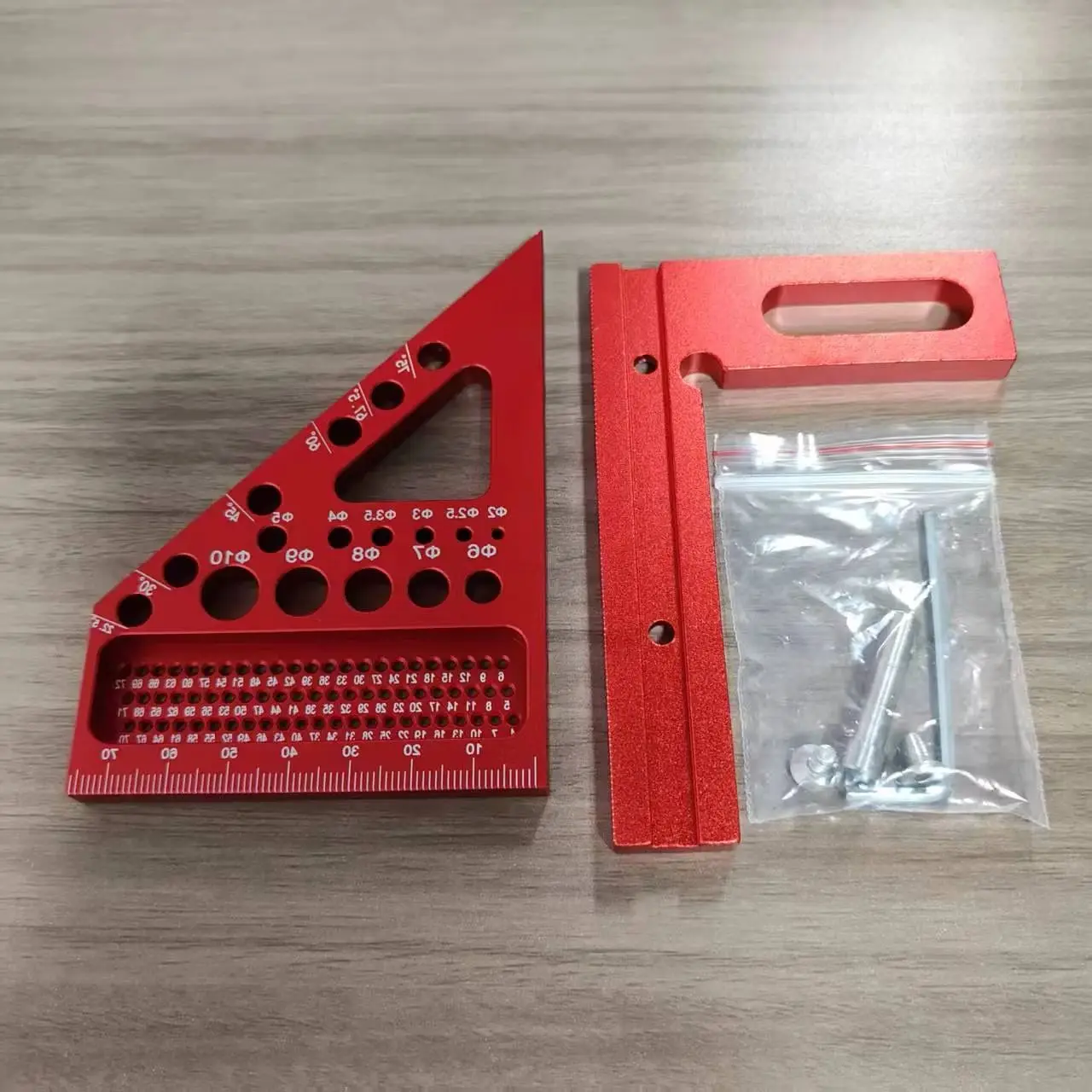 45/90 Degree Aluminum Woodworking Square Protractor, Miter Triangle Ruler Layout Measuring Tools, 3D Multi-Angle Measuring Ruler