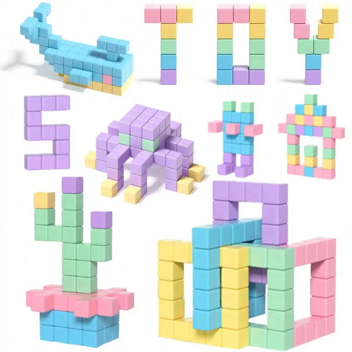 Unisex Kids Magnetic Building Blocks, Large Magnetic Cubes Sensory Gift, Preschool Educational Construction Toy Set, Random Color, Christmas