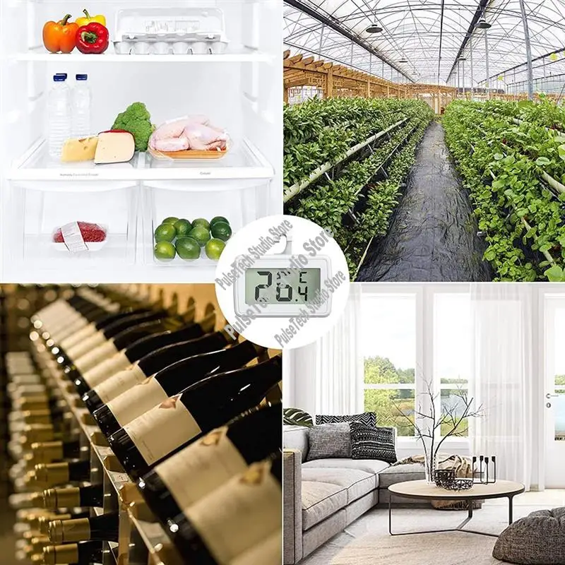 A63M-Fridge Thermometer,LCD Display-2 Pieces Refrigerator Freezer Temperature Monitor