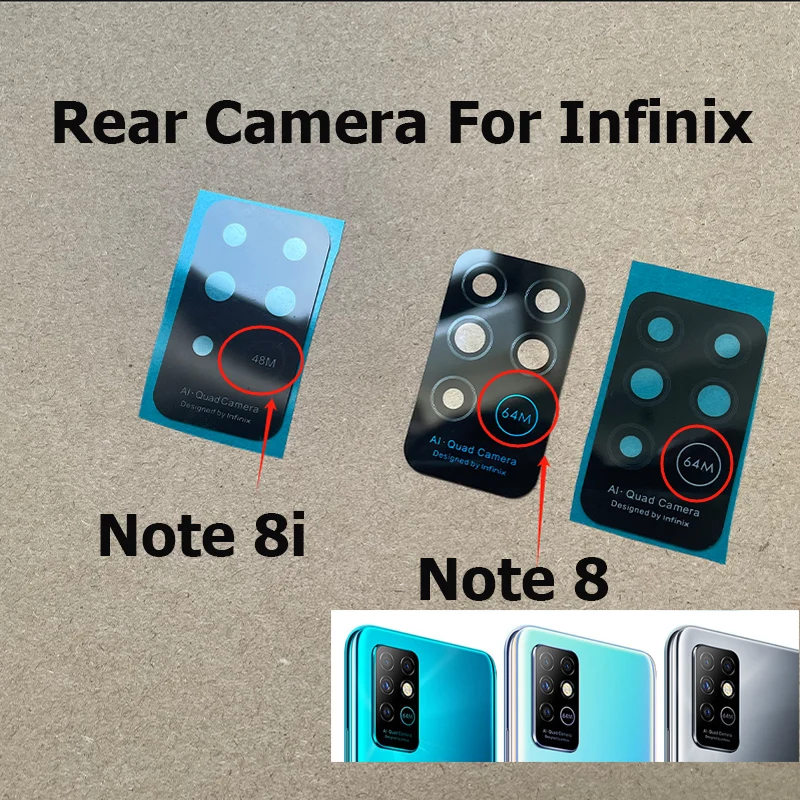 For Infinix Note 8 X692 Back Camera Glass Lens With Glue Sticker For Infinix Note 8i X683 X683B Repair Parts