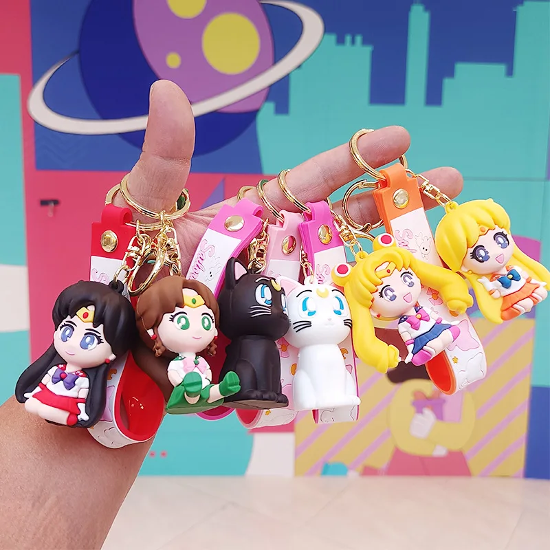 LLavero de Anime Sailor Moon, modelo de colección de juguetes, Tsukino Usagi Hino Rei, colgante de figura de acción, Luna Artemis Sailor Mars
